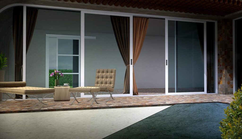 Luxe overkapping boven terras met LED verlichting en gezellige zithoek voor buiten